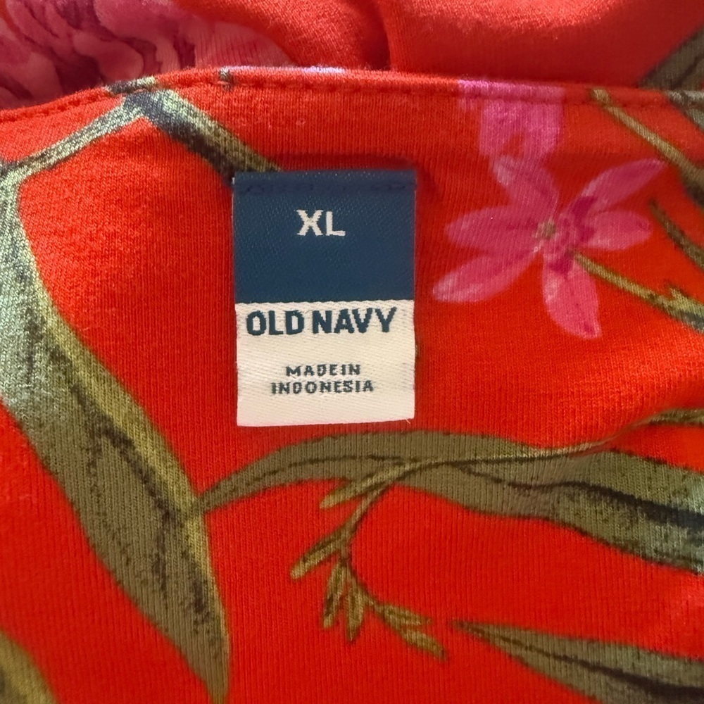 NWT Old Navy Orange & Floral Print Fit & Flare Dress in Size XL - Picture 7 of 8